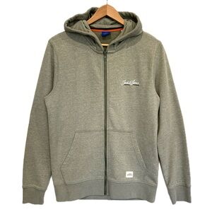 Jack & Jones Zip Hoodie Mens Size Small Sage Green French Terry Fleece Jacket